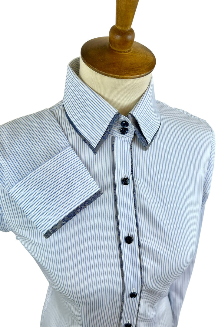Blue Pinstripe Western Shirt (Size 34)