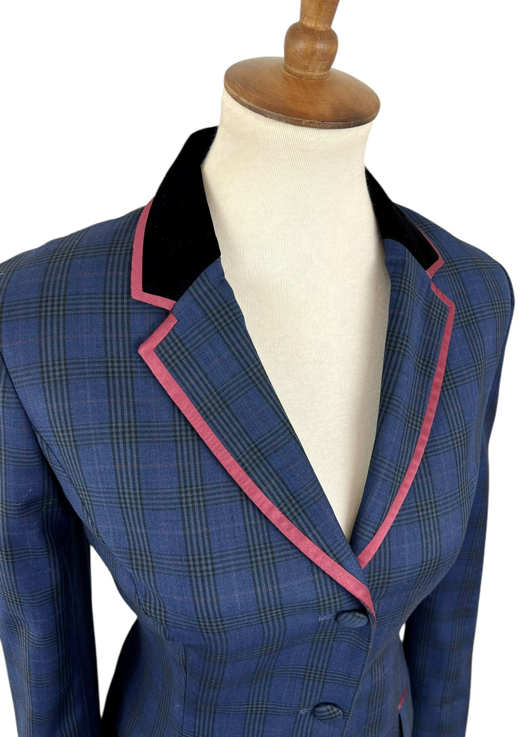 Navy Plaid Hunt Coat w/ Maroon (Size 8) - Ref. 241