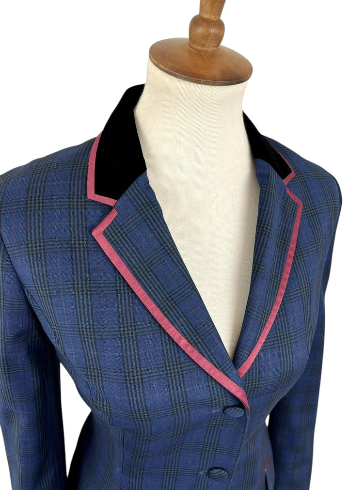 Navy Plaid Hunt Coat w/ Maroon (Size 8) - Ref. 241