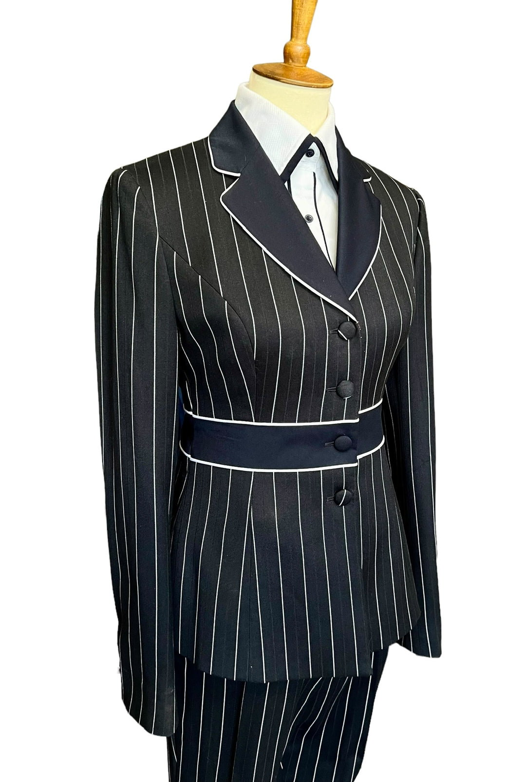 Black & White Pinstripe Showmanship Suit + Western Shirt - Ref. 151