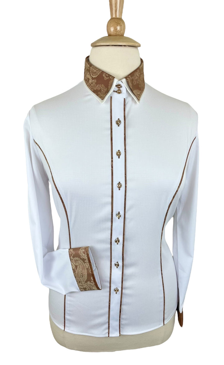 White & Tan Paisley Western Shirt (Size 48)