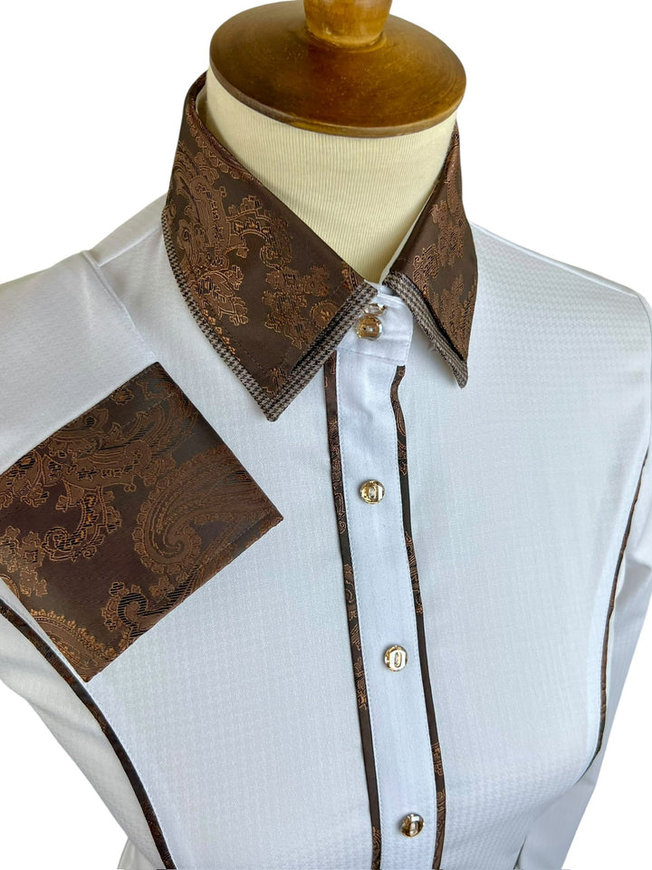 Brown Paisley & Houndstooth Western Shirt (Size 32/34)