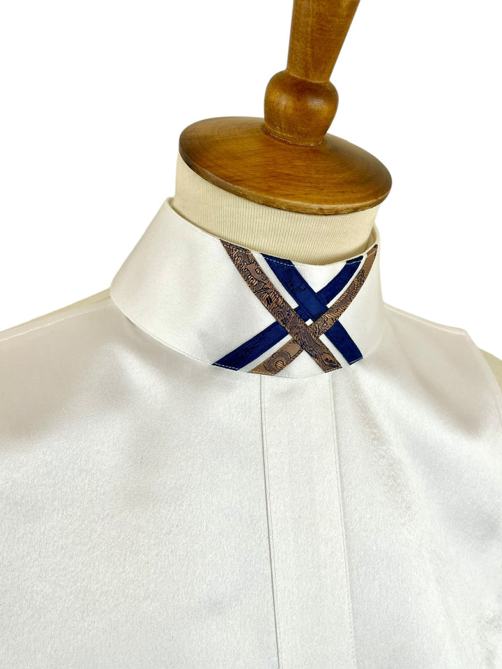 Navy & Brown Silk Dickie