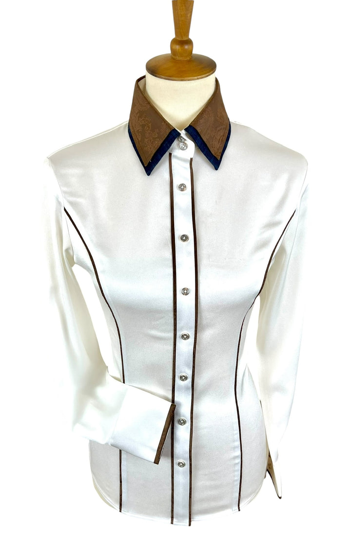 Cream Satin Western Shirt (Size 36)
