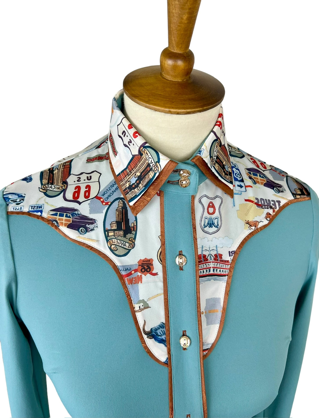 Teal Route 66 Western Shirt (Size 30)