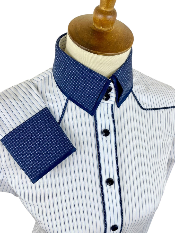 Blue & White Pinstripe Western Shirt (Size 34)