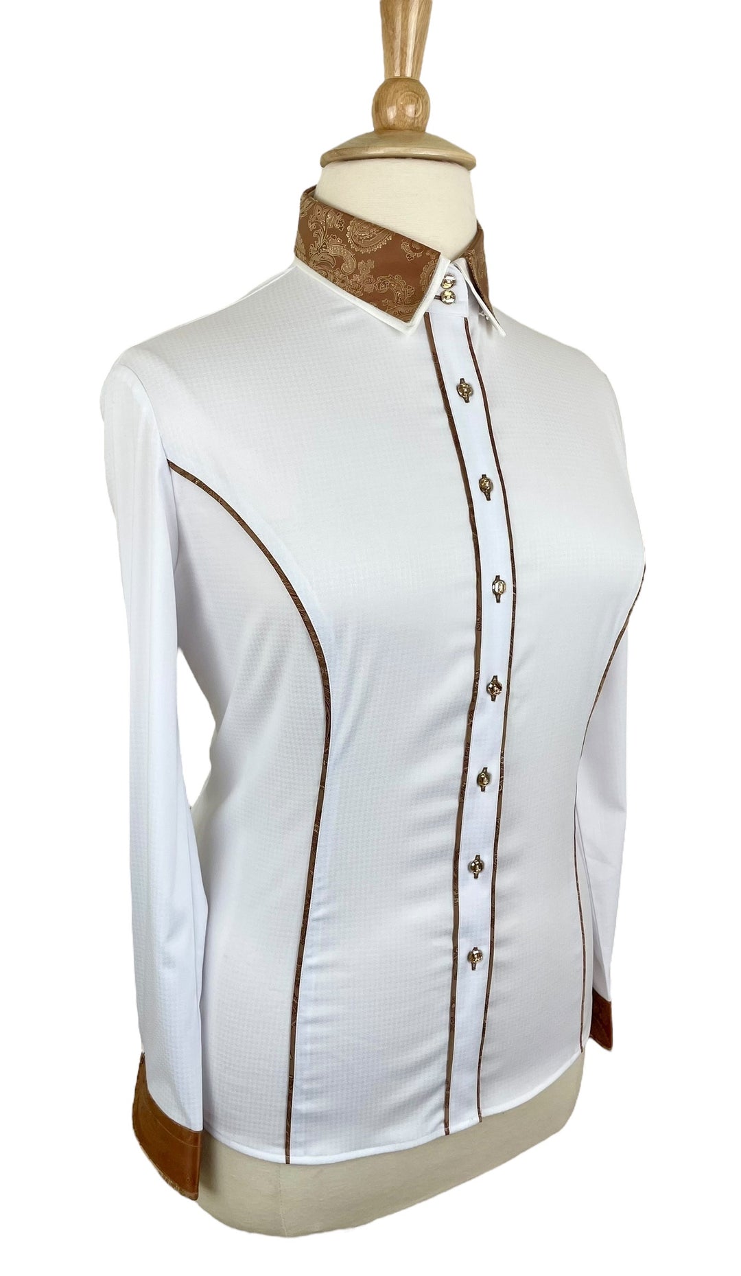 White & Tan Paisley Western Shirt (Size 48)