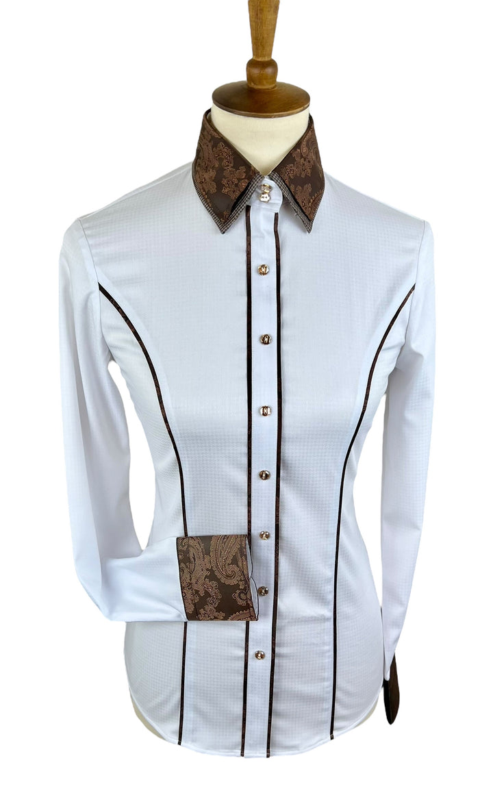 Brown Paisley & Houndstooth Western Shirt (Size 32/34)