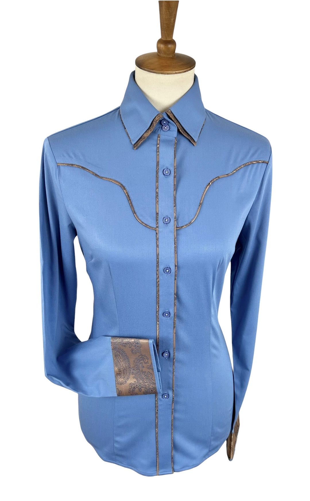 Blue w/ Brown Paisley Western Shirt (Size 36)