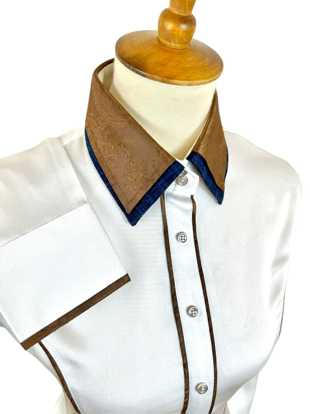 Cream Satin Western Shirt (Size 36)