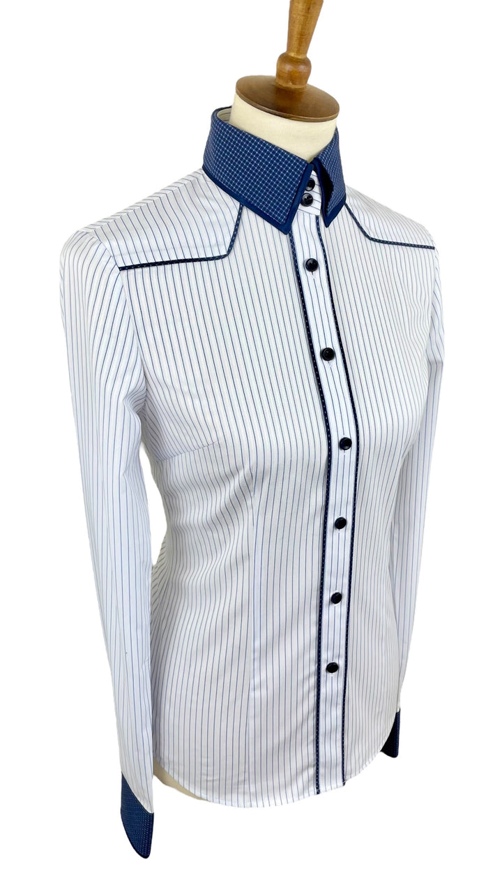 Blue & White Pinstripe Western Shirt (Size 34)