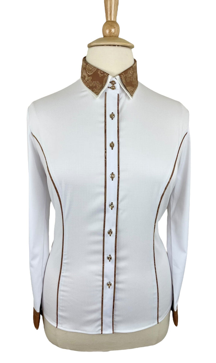 White & Tan Paisley Western Shirt (Size 48)