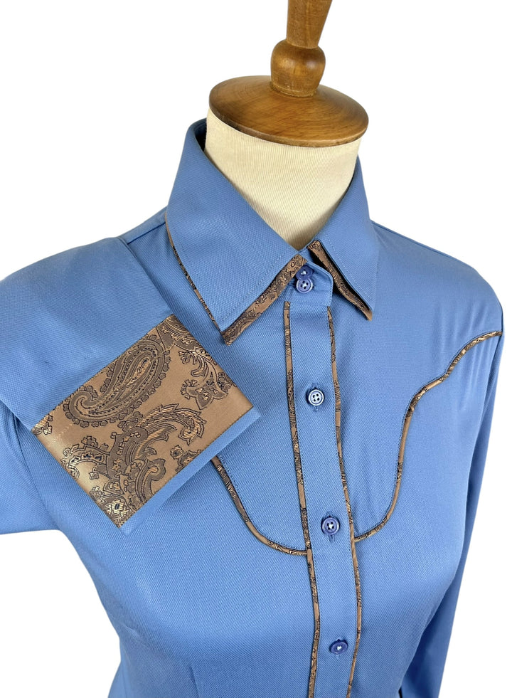 Blue w/ Brown Paisley Western Shirt (Size 36)