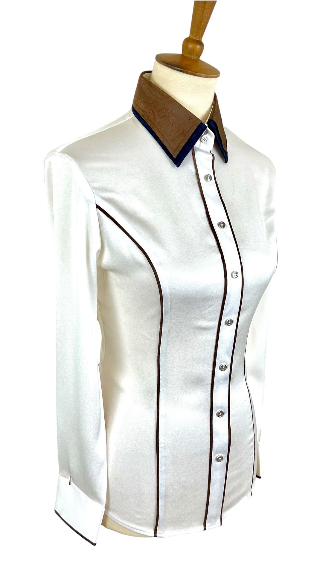 Cream Satin Western Shirt (Size 36)