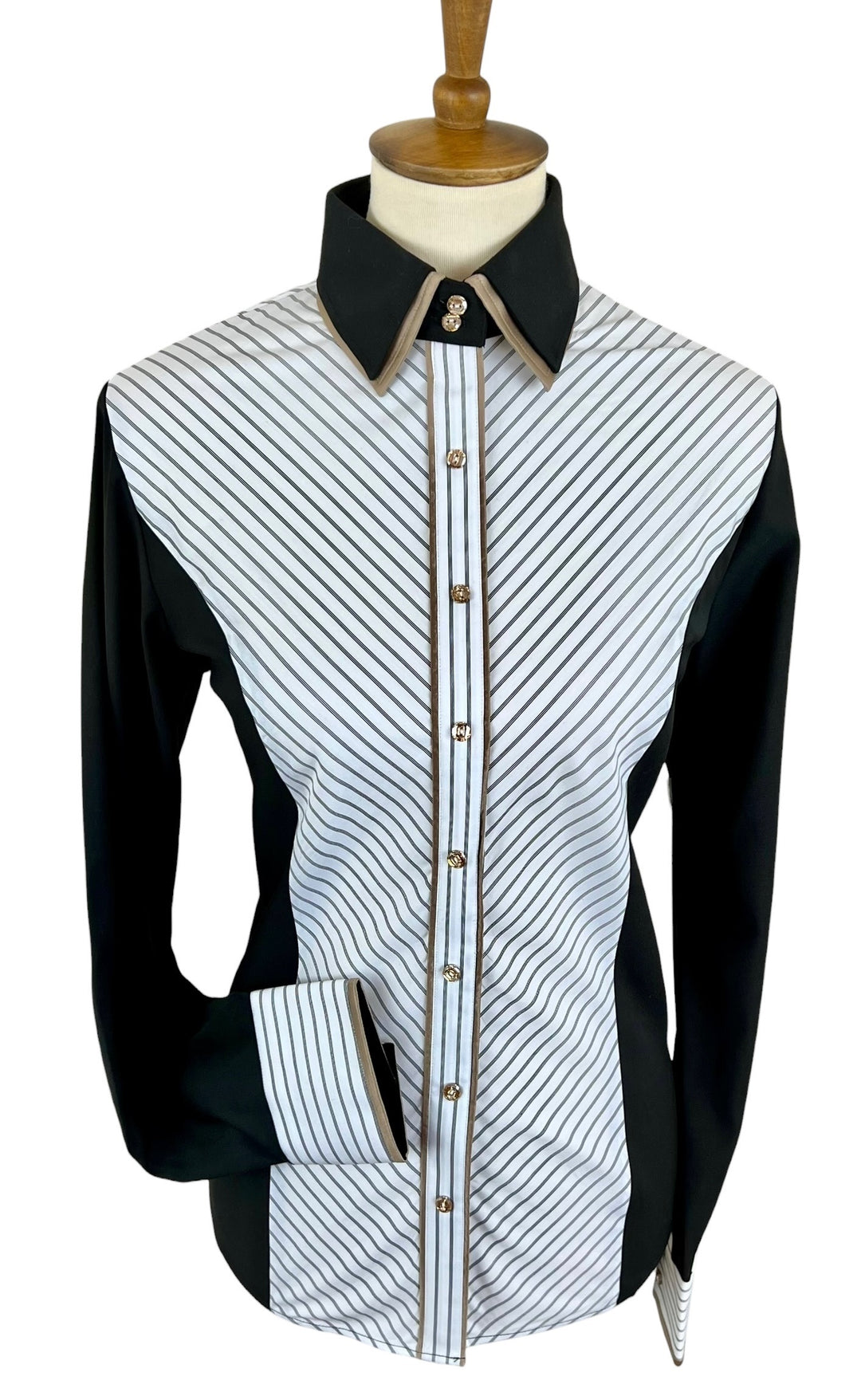 Black & White Pinstripe Western Shirt (Size 40)