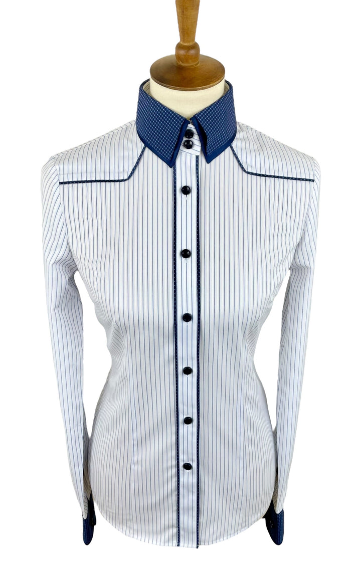 Blue & White Pinstripe Western Shirt (Size 34)