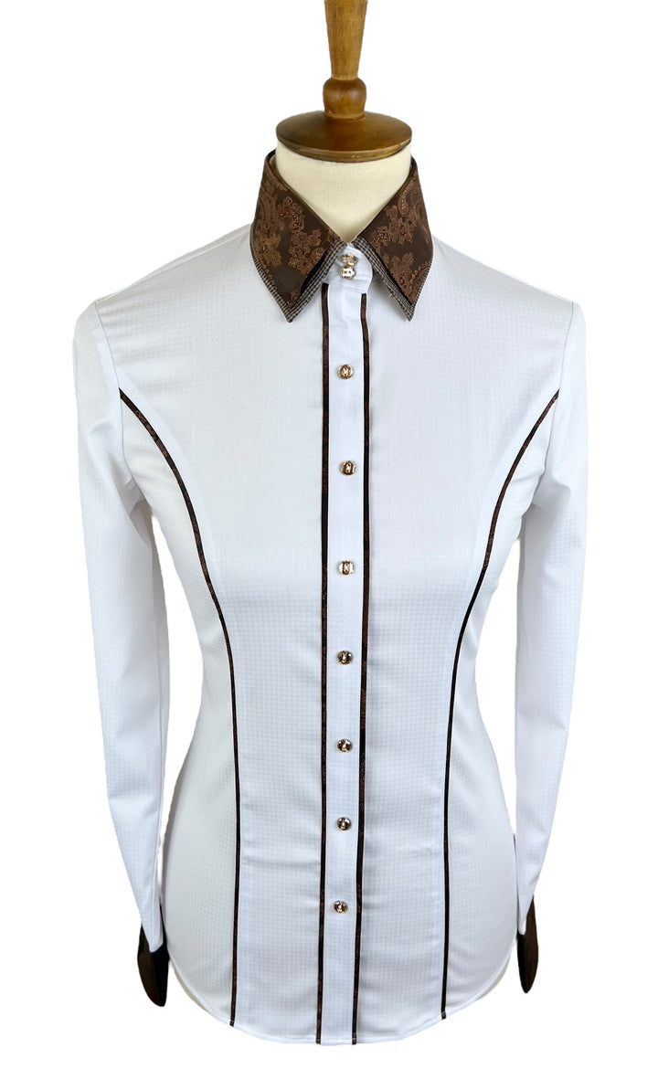 Brown Paisley & Houndstooth Western Shirt (Size 32/34)