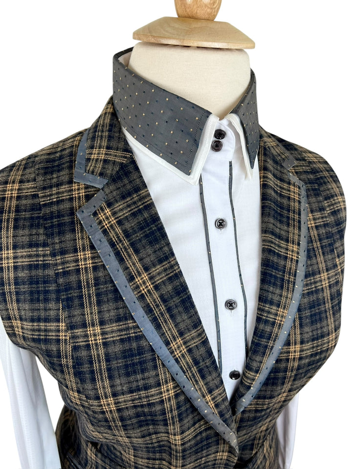 Charcoal & Tan Plaid Halter Vest (Size 14)