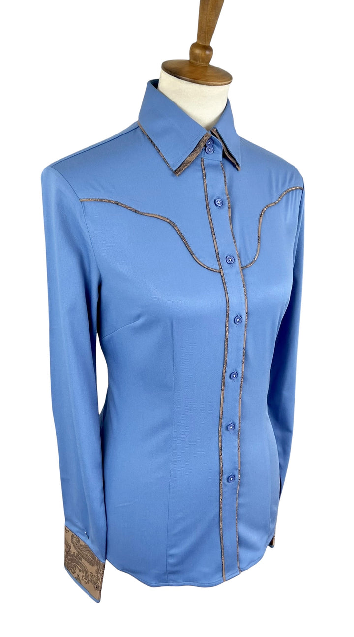 Blue w/ Brown Paisley Western Shirt (Size 36)