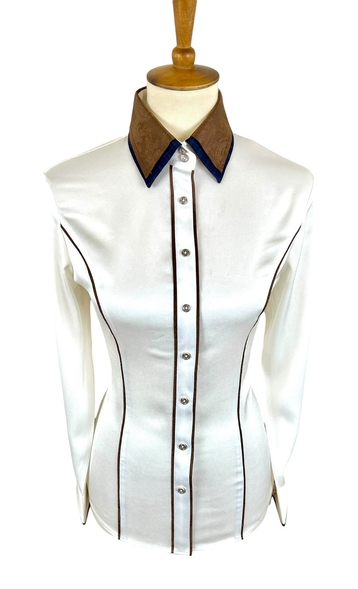 Cream Satin Western Shirt (Size 36)