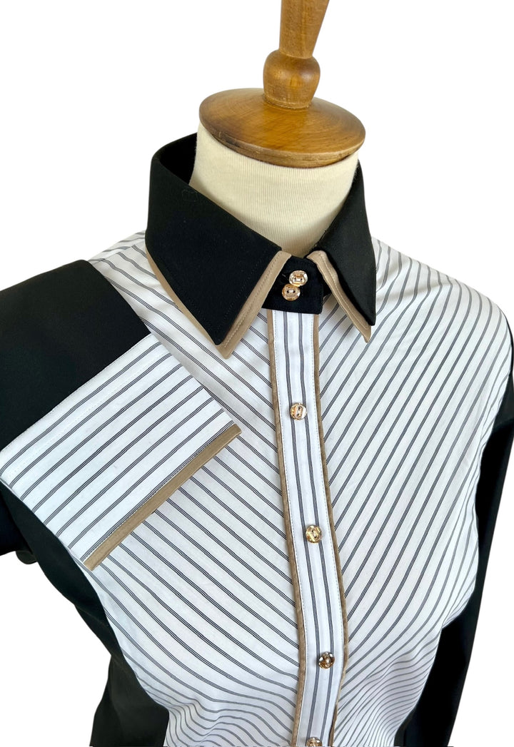 Black & White Pinstripe Western Shirt (Size 40)