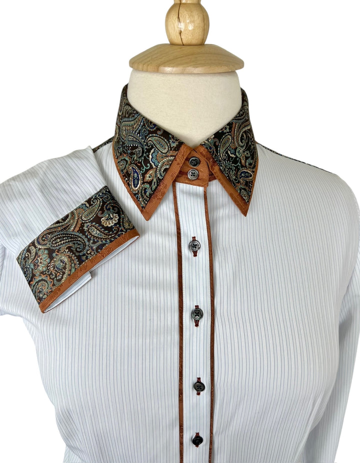 Pinstripe with Brown Paisley & Rust Western Shirt - Ref. 159