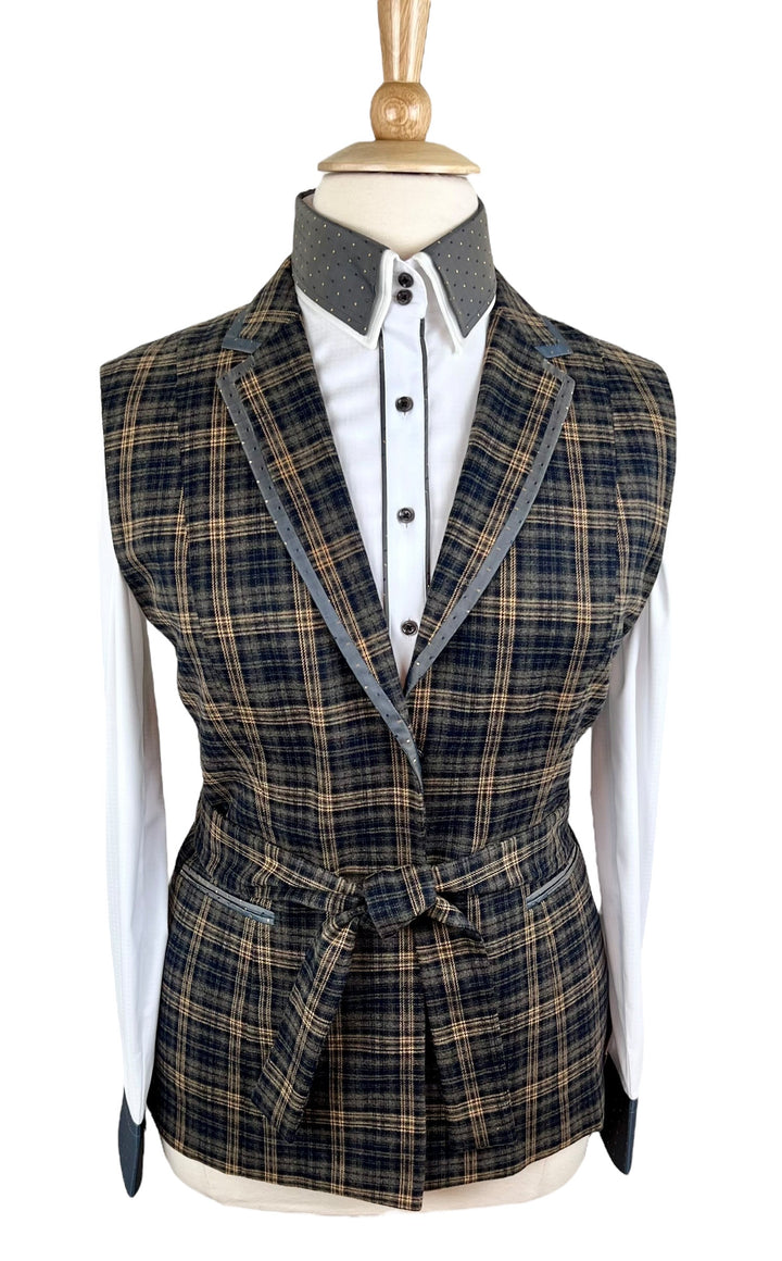 Charcoal & Tan Plaid Halter Vest (Size 14)