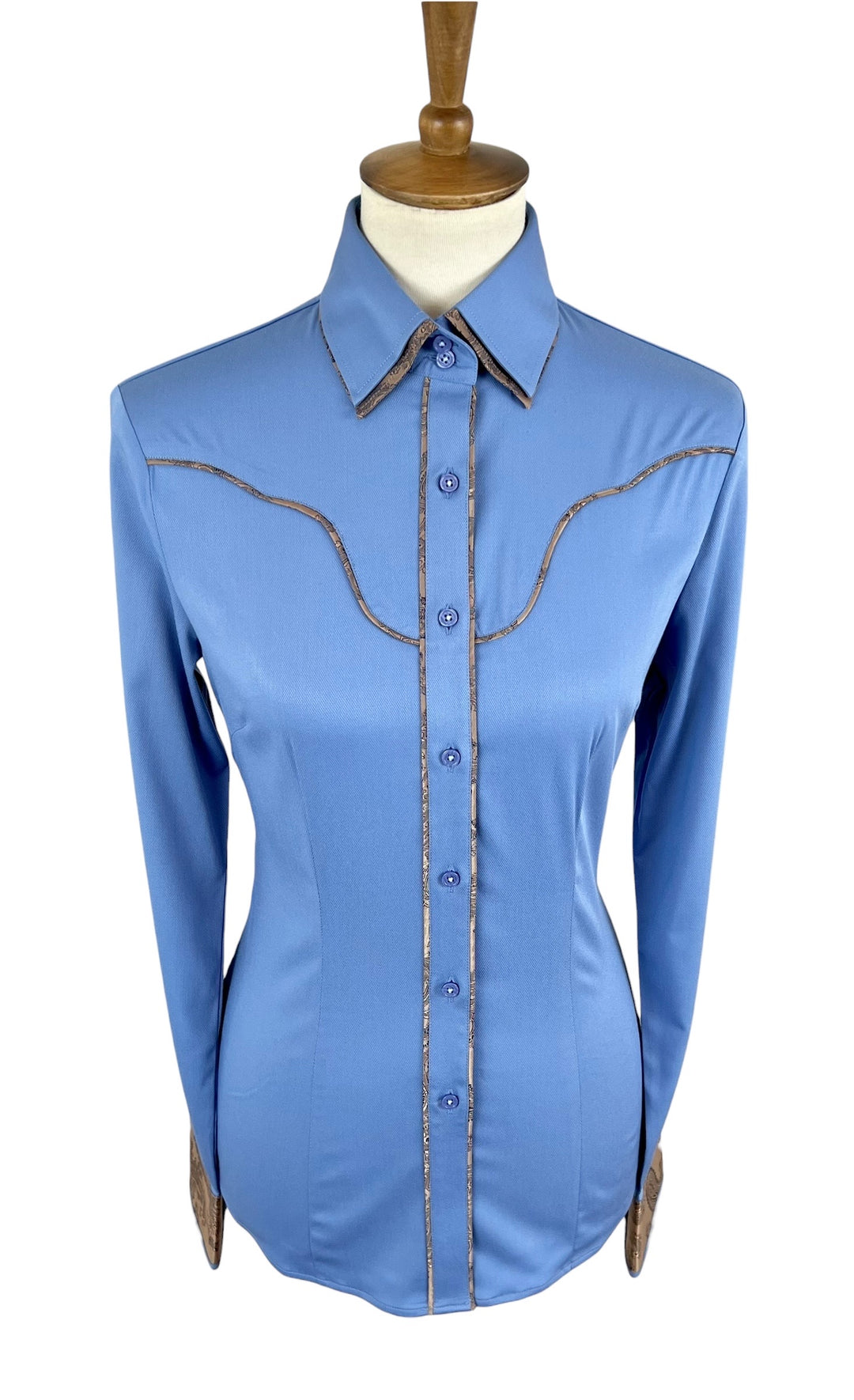 Blue w/ Brown Paisley Western Shirt (Size 36)