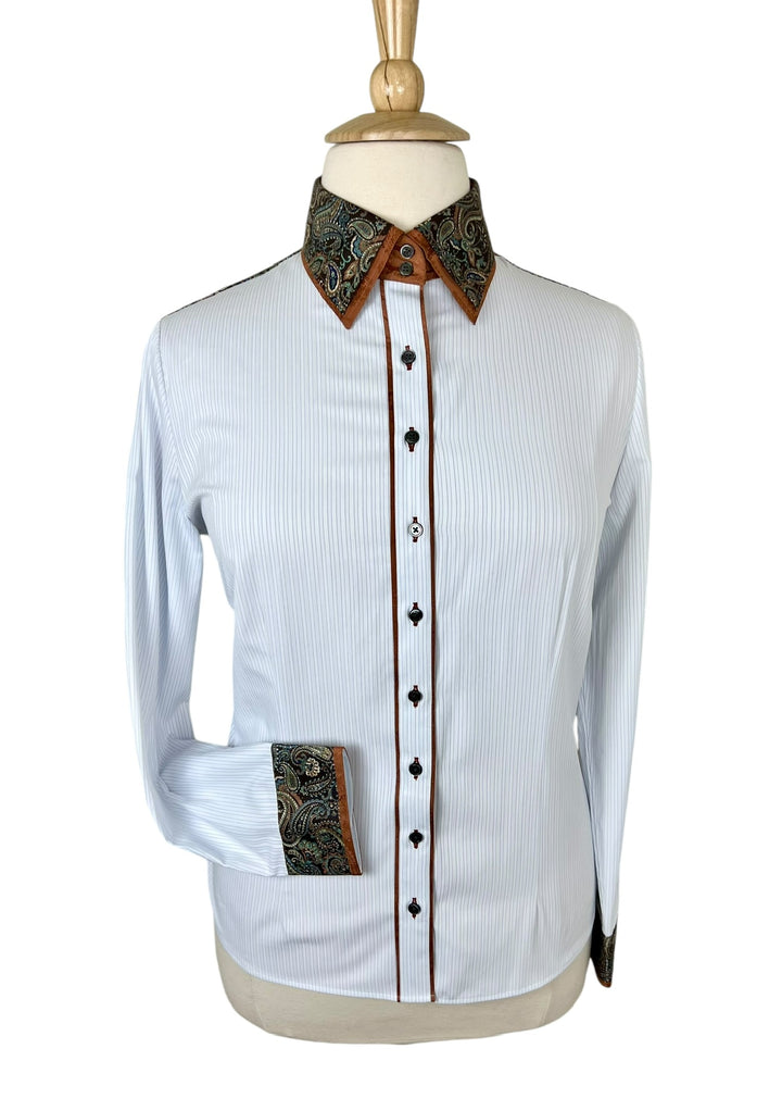 Pinstripe with Brown Paisley & Rust Western Shirt - Ref. 159