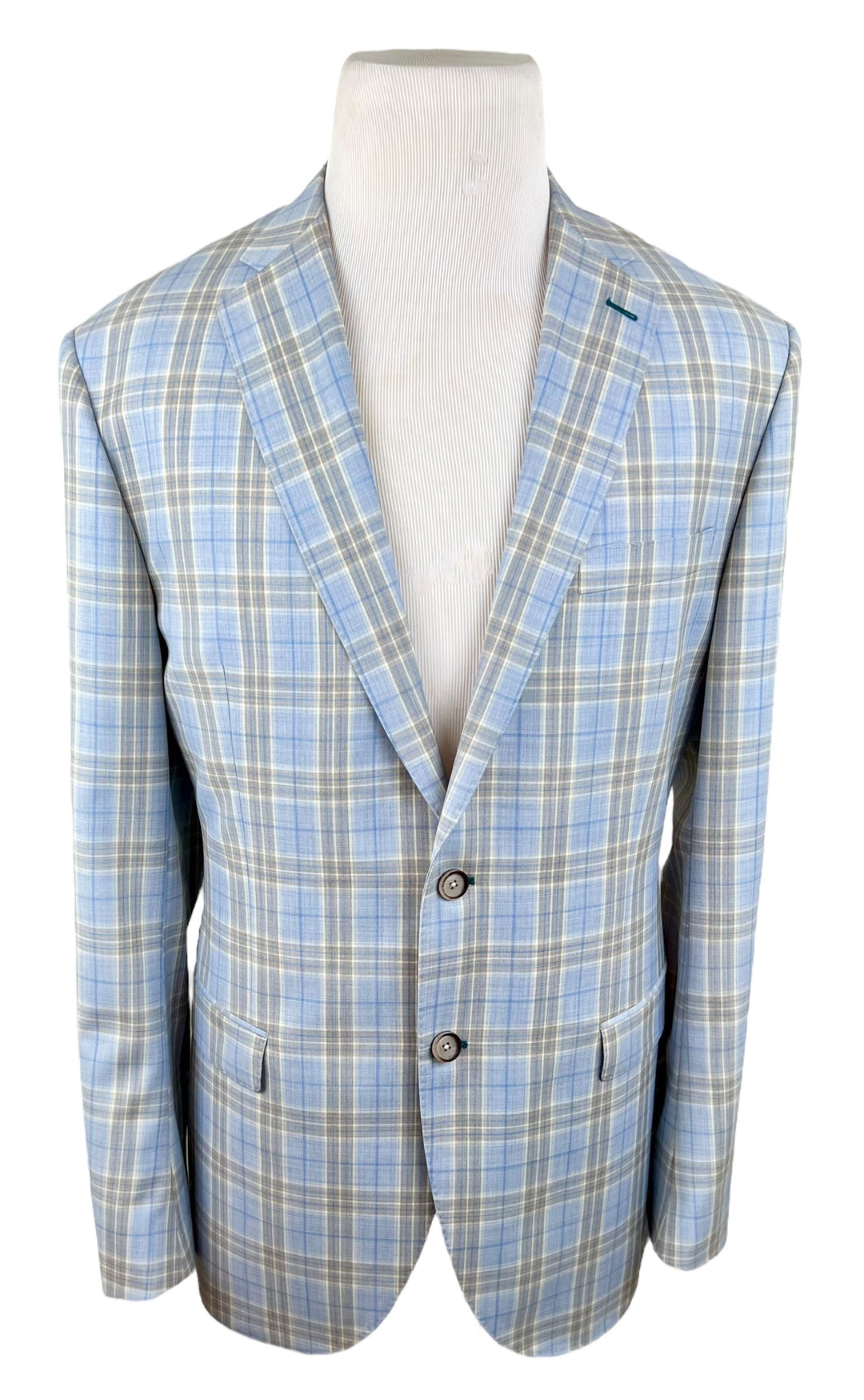 Men’s Blue & Tan Plaid Sports Coat