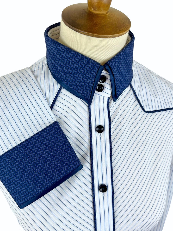 Blue & White Pinstripe Western Shirt (Size 34)