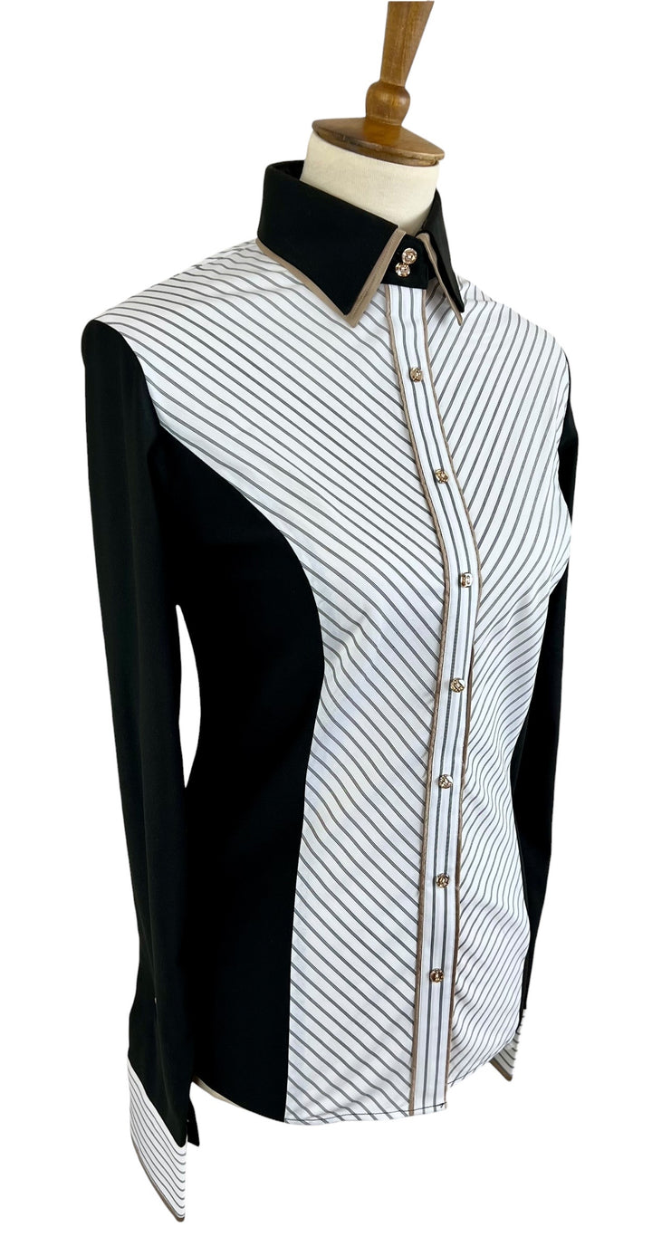 Black & White Pinstripe Western Shirt (Size 40)