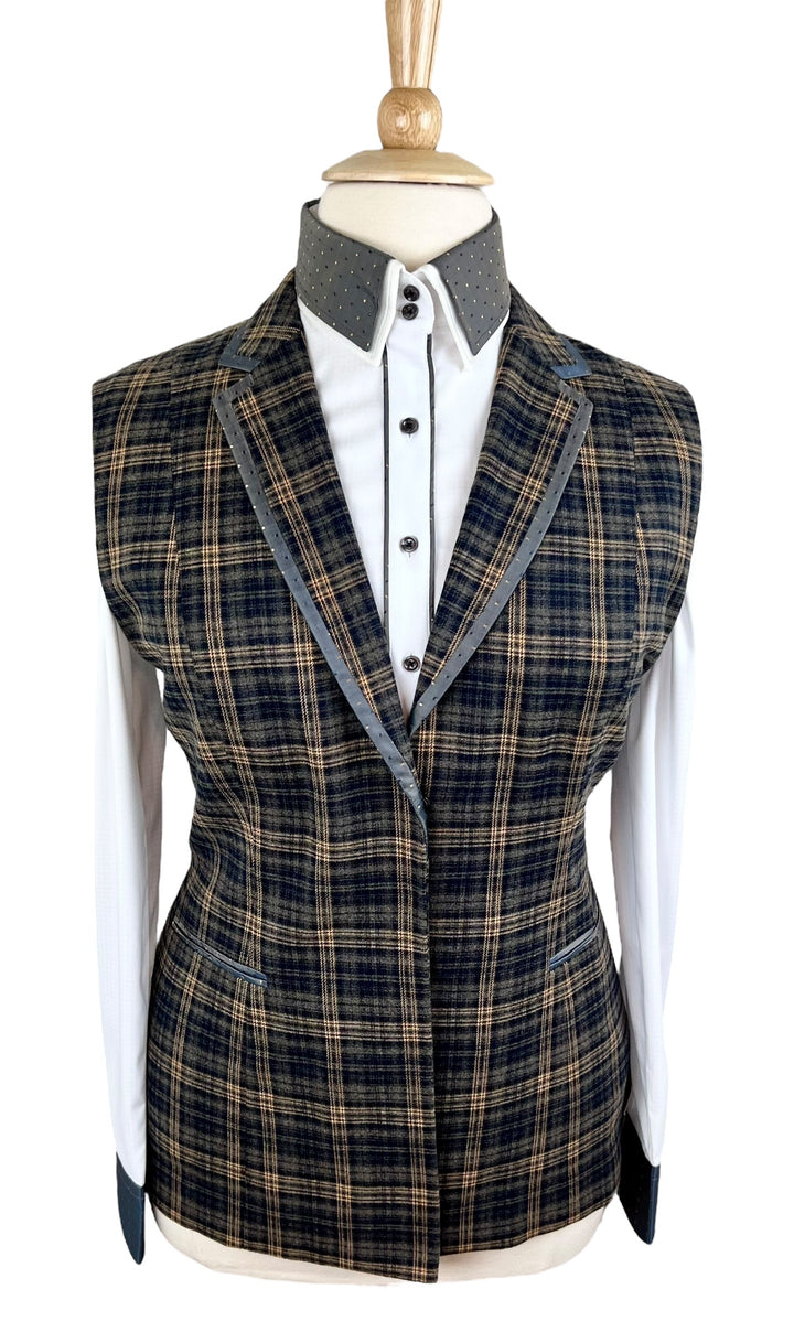Charcoal & Tan Plaid Halter Vest (Size 14)
