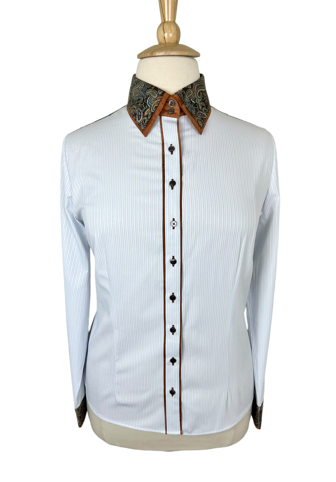 Pinstripe with Brown Paisley & Rust Western Shirt - Ref. 159