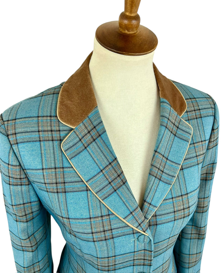 Teal Plaid Hunt Coat (Size 8) - Ref. 238