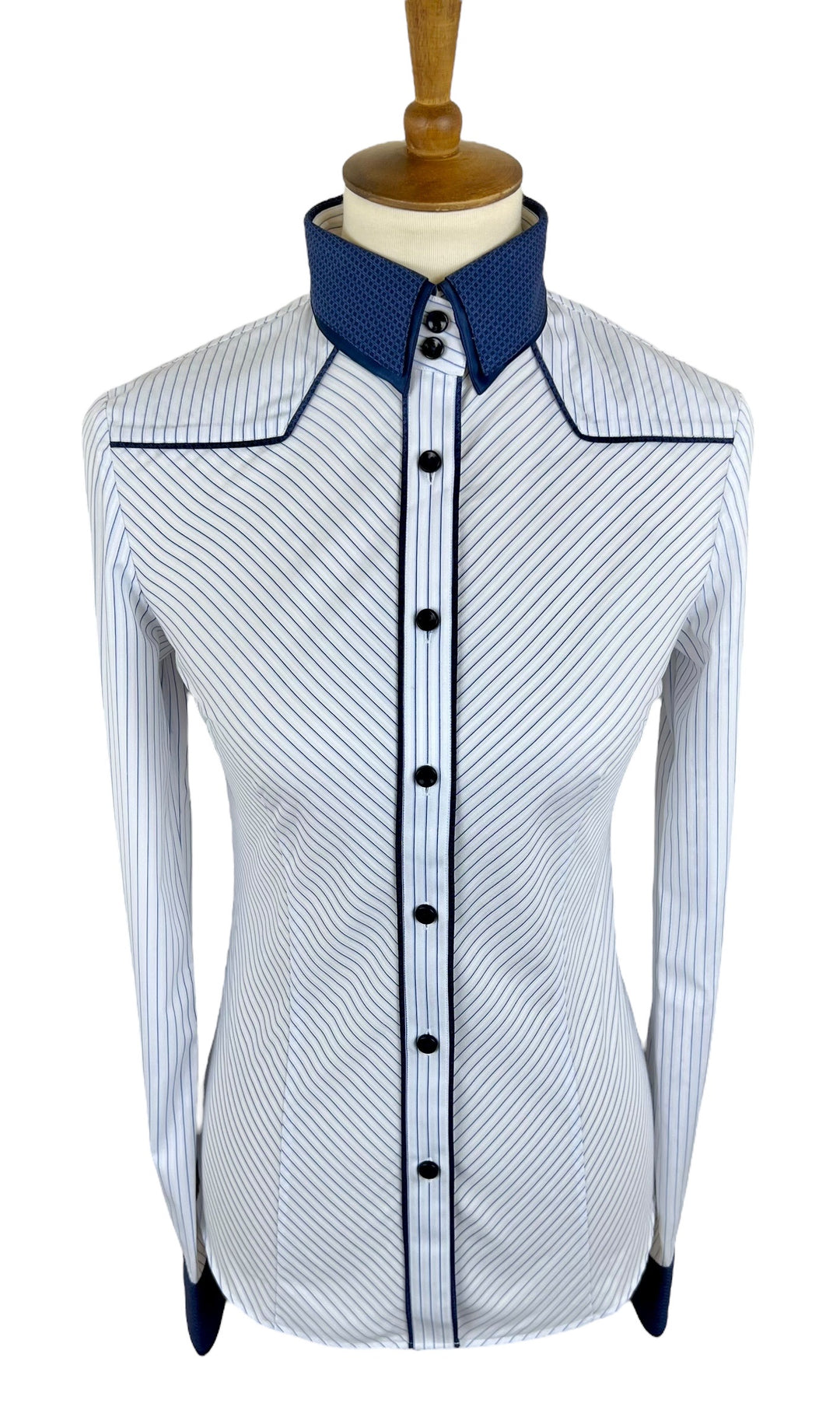 Blue & White Pinstripe Western Shirt (Size 34)