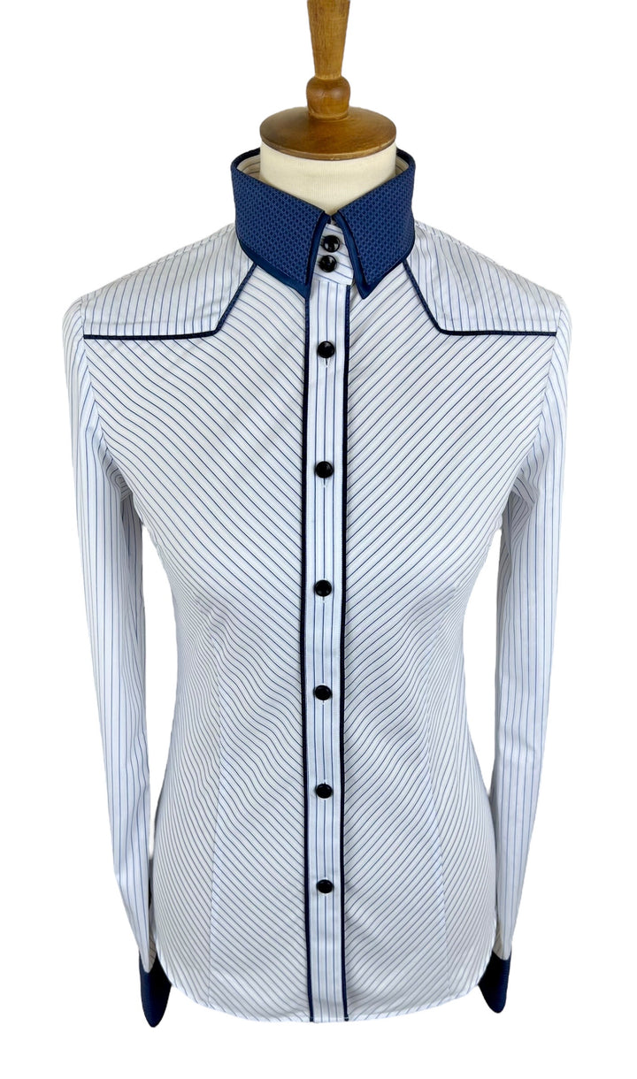Blue & White Pinstripe Western Shirt (Size 34)