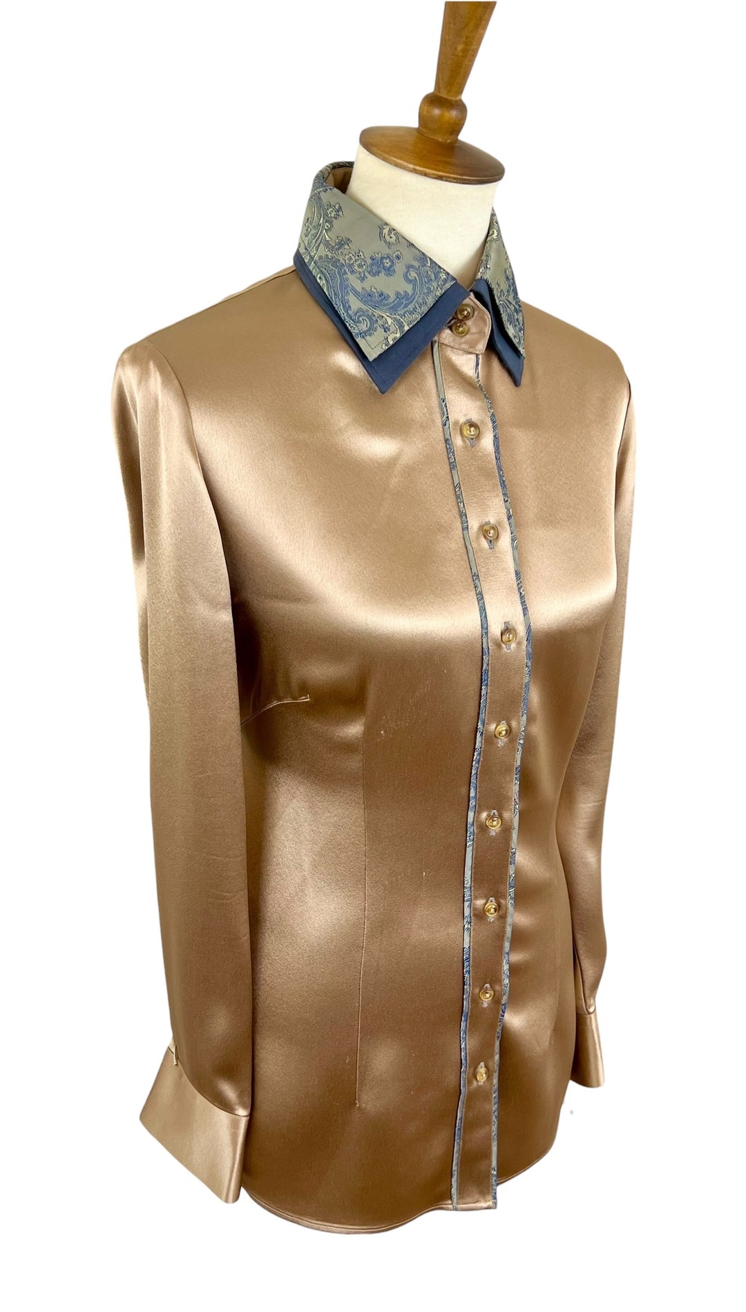 Bronze Silk Western Shirt (Size 40) + Scarf - Ref. 221