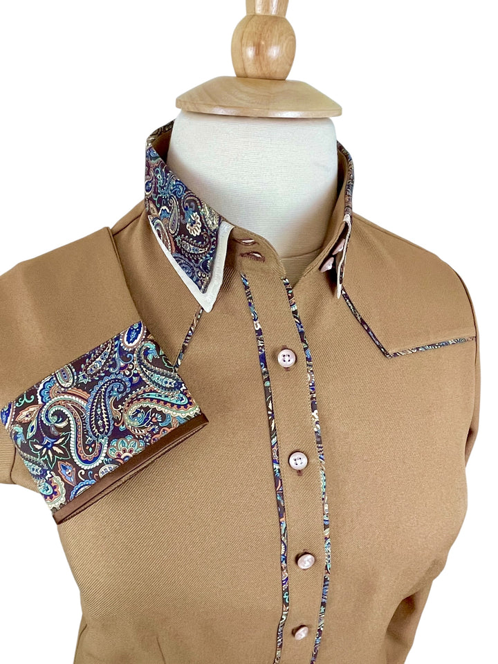 Caramel & Brown Paisley Western Shirt (Size 44)