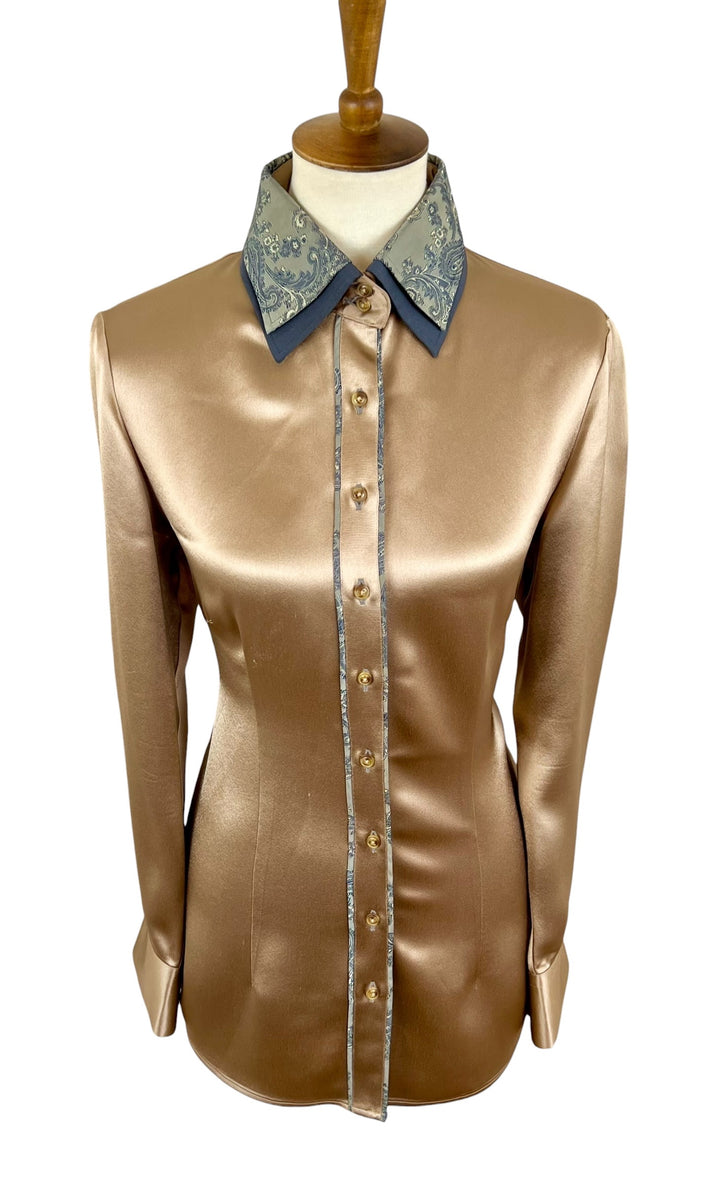 Bronze Silk Western Shirt (Size 40) + Scarf - Ref. 221
