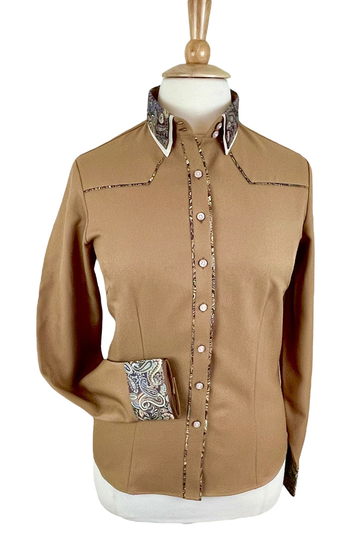 Caramel & Brown Paisley Western Shirt (Size 44)
