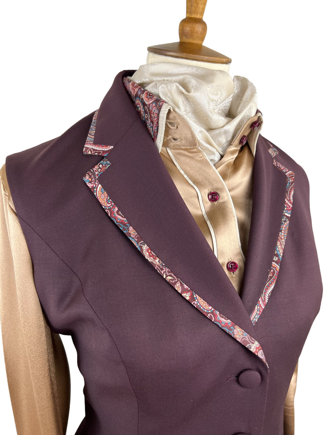 Burgundy Halter Suit with Matching Shirt & Scarf