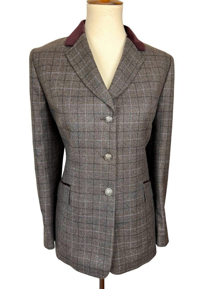 Deep Brown/Taupe Plaid Show Coat (Size 12/14)